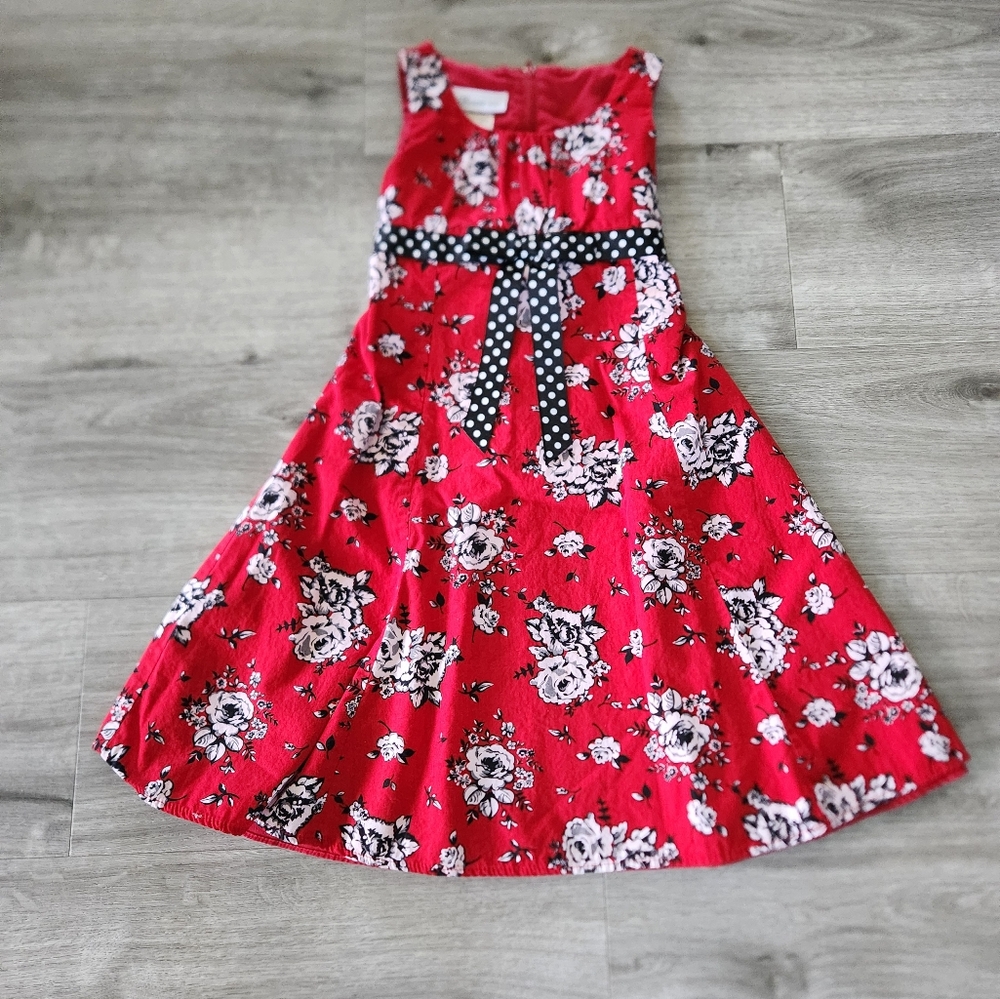 Bonnie Jean Sleeveless Dress Red Floral